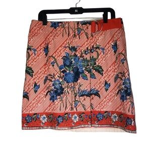 Tommy Hilfiger Vintage 90’s Orange & Blue Floral Belted Wrap Skirt Size 10